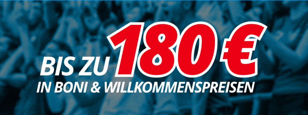 Sportingbet: 180 € Willkommenspaket für neue Kunden