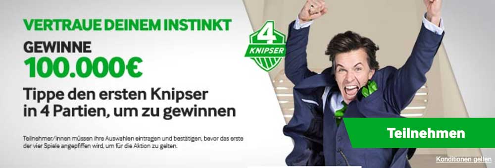 betway: 4 Knisper erraten und 100.000 Euro absahnen