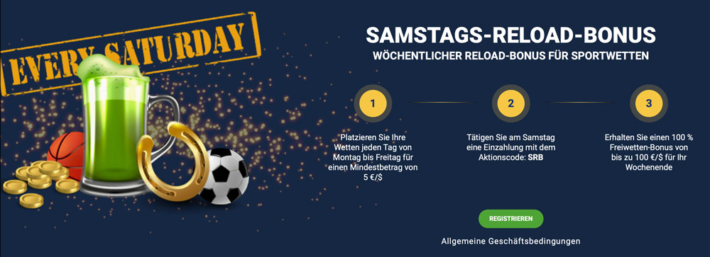 20bet Samstags Reload Bonus