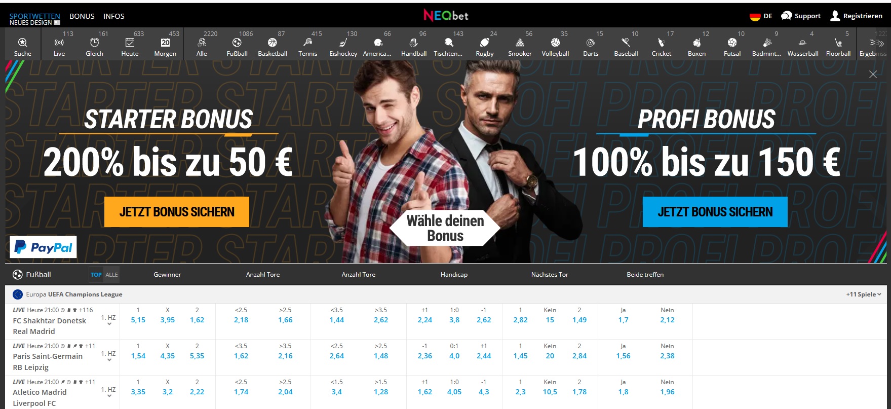 NEO.bet: Deutscher Wettanbieter macht Design noch kundenfreundlicher